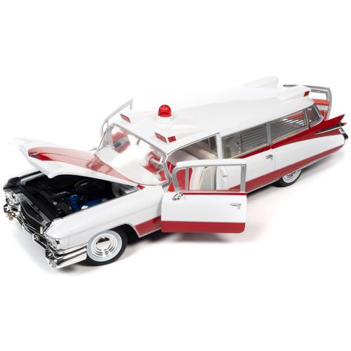 Diecast Model Ambulance - 1959 Cadillac Eldorado Red and White - Autoworld - Modalova