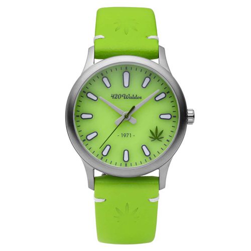 Women's Quartz Watch - Mary Jane Green Dial Genuine Leather Strap / W2016 - 420Waldos - Modalova