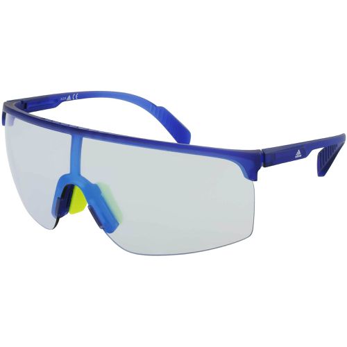 Men's Sunglasses - Matte Blue Shield Frame Mirrored Lens / SP0005 91X - Adidas - Modalova