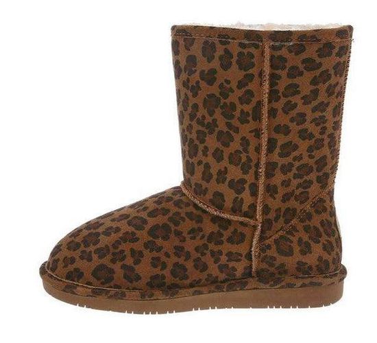W-230 Women's Emma Cow Suede Hickory Leopard Leather Winter Boot, 8 High - Bearpaw - Modalova