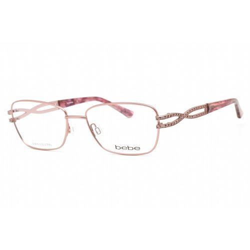 Women's Eyeglasses - Rose Gold Rectangular Full Rim Frame Clear Lens / BB5173 770 - Bebe - Modalova