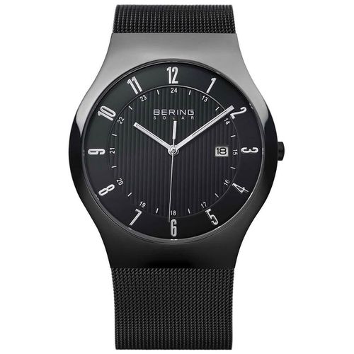 Men's Bracelet Watch - Solar Quartz Black Dial Stainless Steel Mesh / 14640-222 - Bering - Modalova