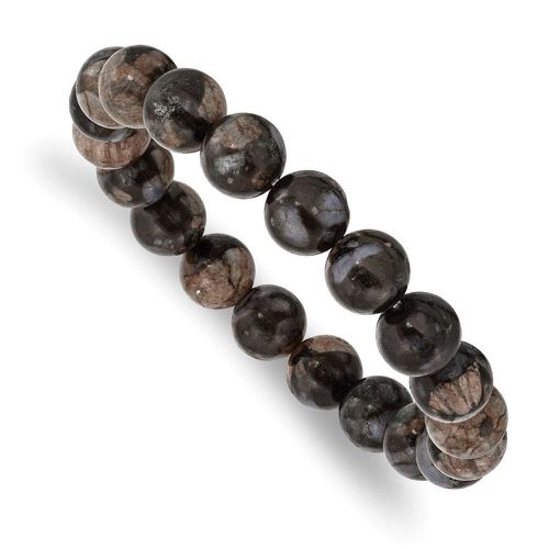Black and Brown Agate Beaded Stretch Bracelet - Chisel - Modalova