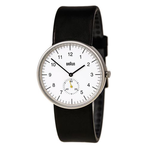 BN0024WHBKG Men's Classic White Dial Black Leather Strap Watch - Braun - Modalova