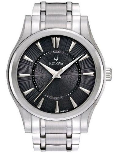 A126 Men's Stainless Steel Black Dial Watch - Bulova - Modalova