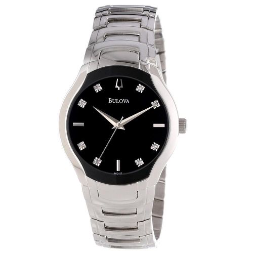 D117 Men's Diamond Black Dial Stainless Steel Bracelet Watch - Bulova - Modalova