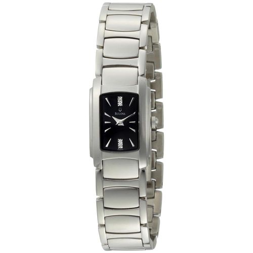 P110 Women's Diamond Black Dial Stainless Steel Watch - Bulova - Modalova