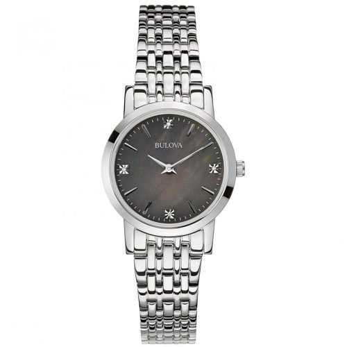 P148 Women's Diamond Gallery Charcoal Dial Steel Bracelet Watch - Bulova - Modalova
