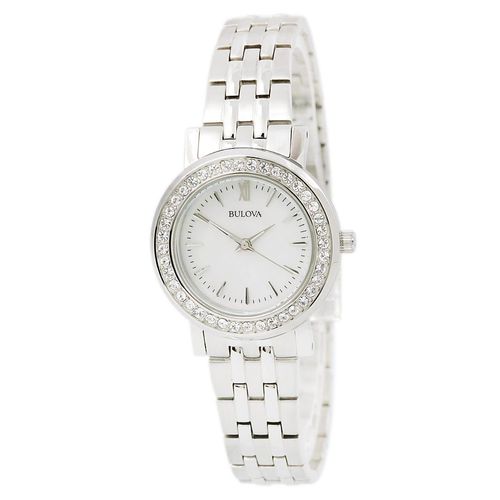 X111 Women's Classic Interchangeable Bezel White MOP Dial Steel Bracelet Crystal Watch - Bulova - Modalova