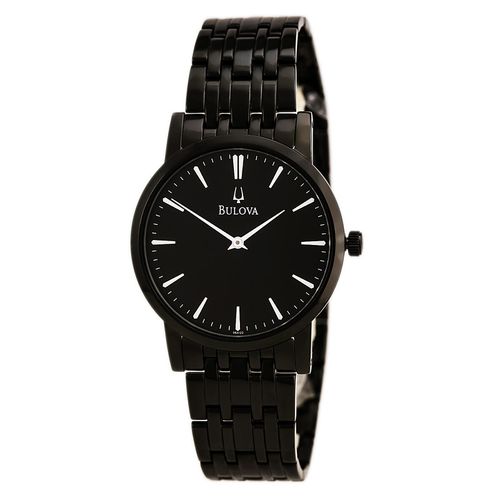 A122 Men's Dress Black Ion Plated Stainless Steel Black Dial Quartz Watch - Bulova - Modalova
