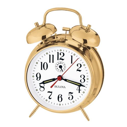 B8124 Bellman White Dial Yellow Brass Finish Alarm Clock - Bulova - Modalova