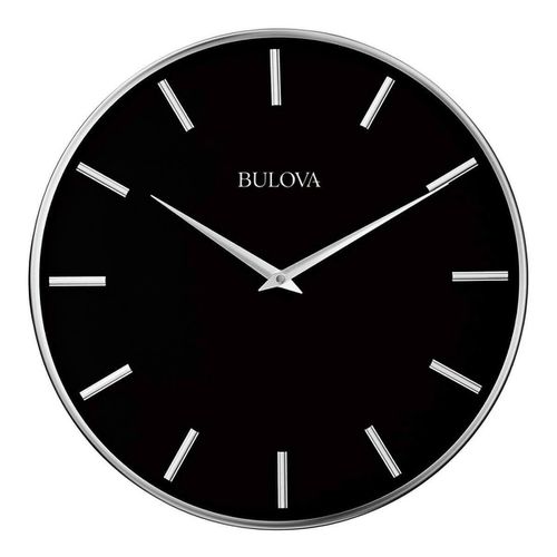 Decorative Wall Clock - Metro Satin Pewter Finish Black Dial Wall / C4849 - Bulova - Modalova
