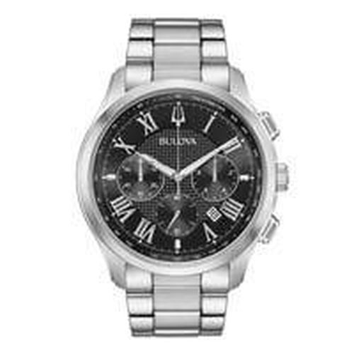 Men's Chronograph Watch - Classic Quartz Black Dial Steel Bracelet / 96B288 - Bulova - Modalova