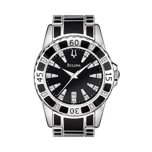 Men's Black IP Diamond Watch 98E107 - Bulova - Modalova