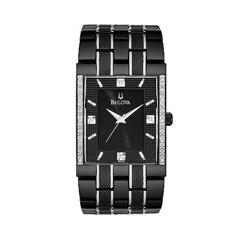 Men's Black IP Diamond Watch 98E108 - Bulova - Modalova