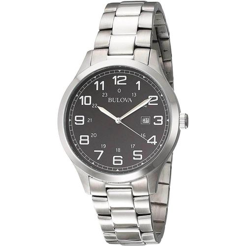 Men's Bracelet Watch - Dress Black Dial Quartz Stainless Steel / 96B274 - Bulova - Modalova
