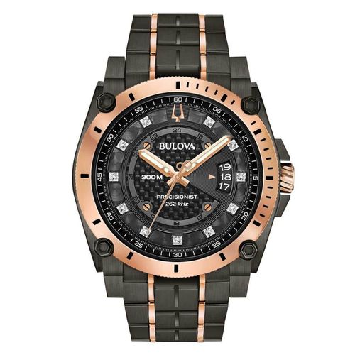 Men's Diamond Watch - Precisionist Two Tone Stainless Steel Dive / 98D149 - Bulova - Modalova
