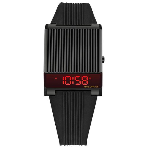 Men's Digital Watch - Computron Red Dial Black Bracelet / 98C135 - Bulova - Modalova