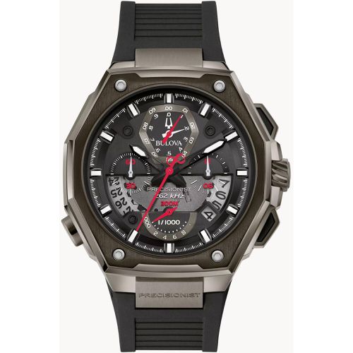 Men's Watch - Precisionist X Quartz Chrono Black Dial Rubber Strap / 98B358 - Bulova - Modalova