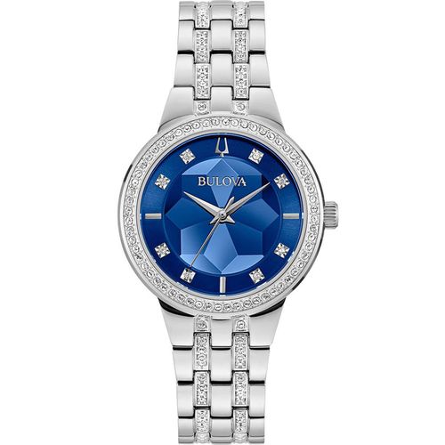 Women's Quartz Watch - Crystal Phantom Faceted Blue Dial Bracelet / 96L276 - Bulova - Modalova