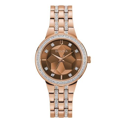 Women's Quartz Watch - Crystal Phantom Faceted Rose Gold Dial Bracelet / 98L266 - Bulova - Modalova