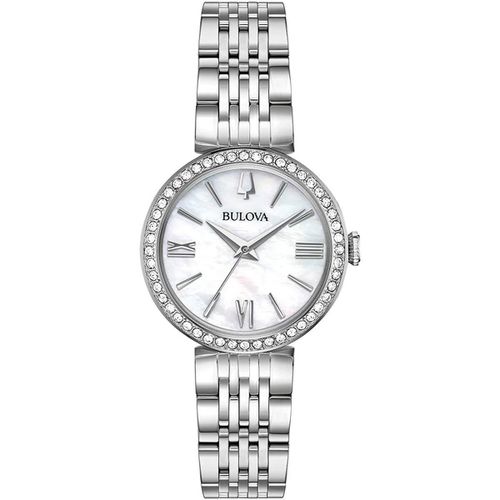 Women's Quartz Watch Gift Set - Crystal MOP Dial Silver Tone Bracelet / 96X149 - Bulova - Modalova