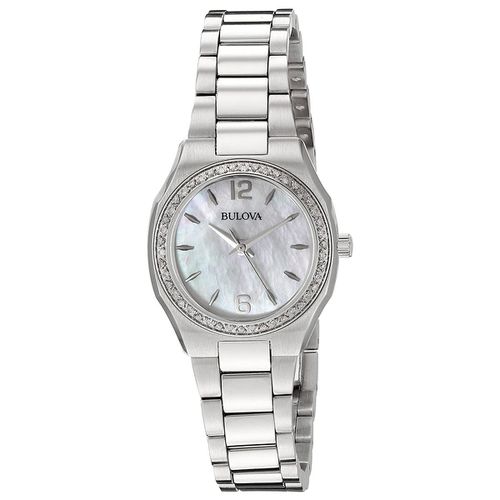 Women's Quartz Watch - Diamond White Mother of Pearl Dial Bracelet / 96R199 - Bulova - Modalova