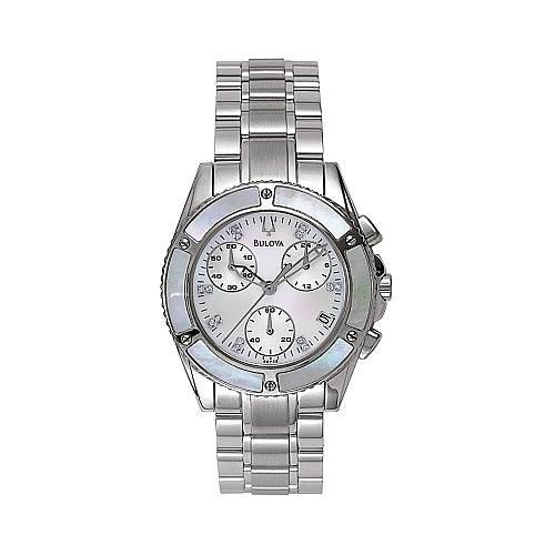 Women's Sport/Marine Star Diamond Chronograph MOP Watch 96P25 - Bulova - Modalova