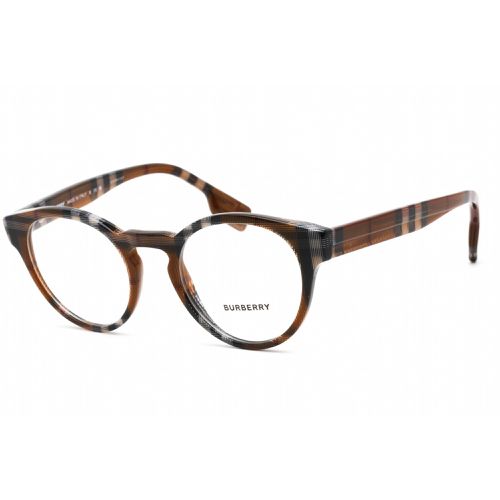 Men's Eyeglasses - Clear Lens Check Brown Plastic Round Frame / 0BE2354 3967 - BURBERRY - Modalova