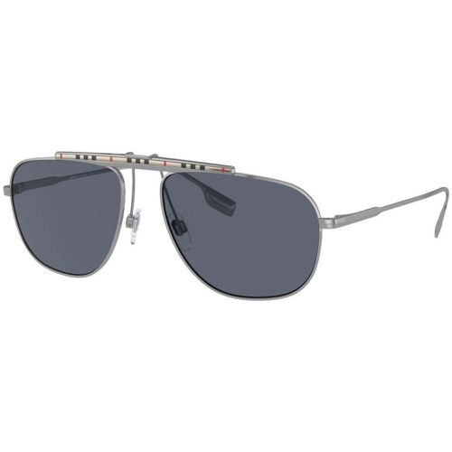 Men's Sunglasses - Gunmetal Pilot Frame Blue Lens / 0BE3121 10038759 - BURBERRY - Modalova