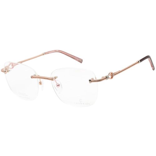 Women's Eyeglasses - Shiny Pink Gold and Burgundy Metal Frame / PC71036 C03 - Charriol - Modalova