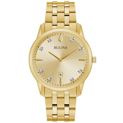 Men's Quartz Watch - Sutton Gold Tone Dial Yellow Gold Bracelet / 97D123 - Bulova - Modalova
