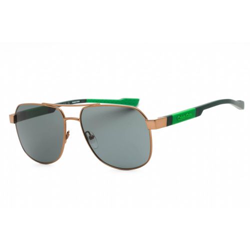 Men's Sunglasses - Amber Gold Aviator Frame Dark Grey Lens / CK23103S 770 - Calvin Klein - Modalova