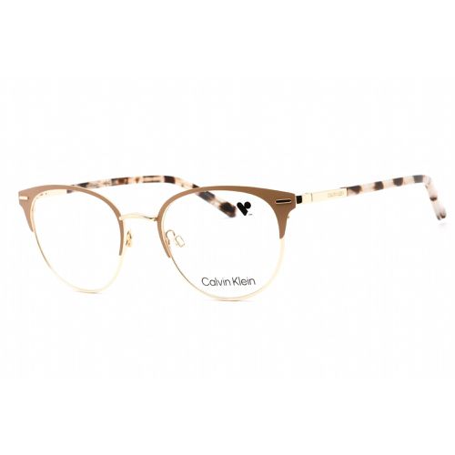 Women's Eyeglasses - Full Rim Satin Taupe Metal Round Frame / CK21303 269 - Calvin Klein - Modalova