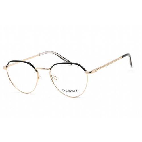 Unisex Eyeglasses - Gold/Black Metal Round Shape Frame / CK20127 715 - Calvin Klein - Modalova