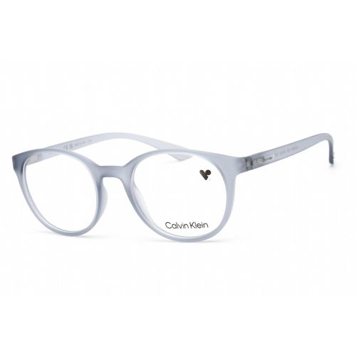 Unisex Eyeglasses - Matte Crystal Smoke Plastic Round Frame / CK19570 070 - Calvin Klein - Modalova