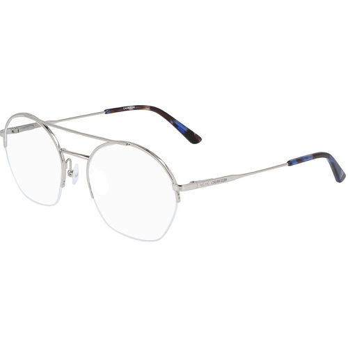 Unisex Eyeglasses - Silver Metal Round Frame / CK20110 045 - Calvin Klein - Modalova