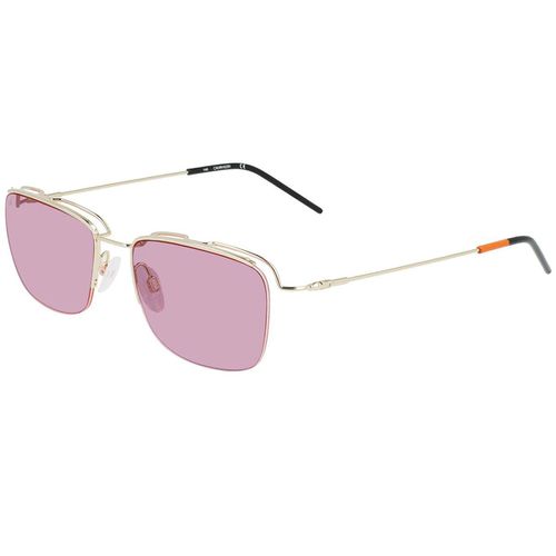 Unisex Sunglasses - Pink Solid Lens Pink Metal Frame / CK21122S 676 - Calvin Klein - Modalova