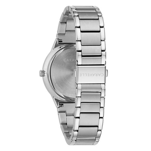 D106 Men's Quartz Black Dial Stainless Steel Bracelet Diamond Watch - Caravelle - Modalova