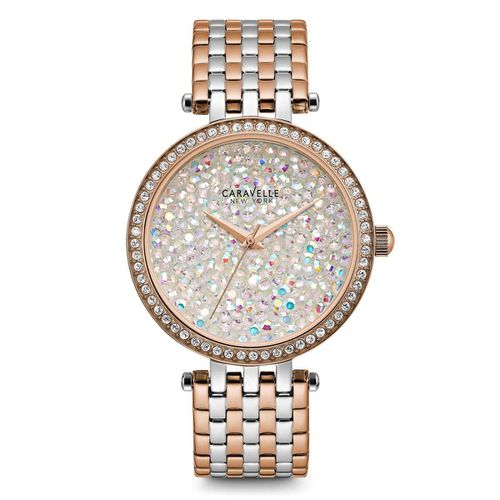 L166 Women's Crystal Rock Crystal Dial Two Tone Stainless Steel Watch - Caravelle - Modalova