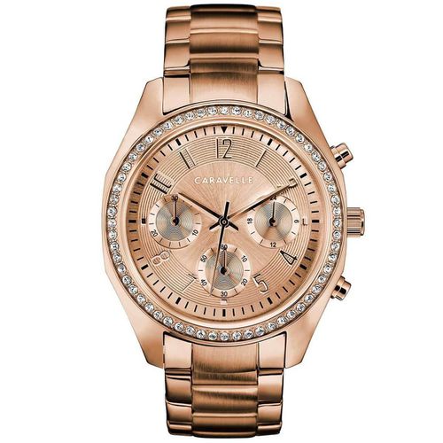 Women's Bracelet Watch - Chronograph Rose Gold Dial Rose Gold Steel / 44L240 - Caravelle - Modalova