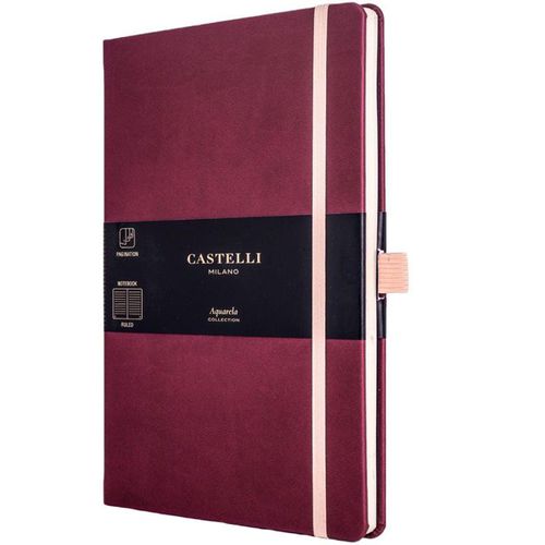A5 Notebook - Aquarela Ivory Pages Medium, Ruled, Black Cherry / QC625-002 - Castelli - Modalova