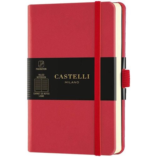 A6 Notebook - Aquarela Ivory Pages, Ruled, Coral Red / QC225-757 - Castelli - Modalova