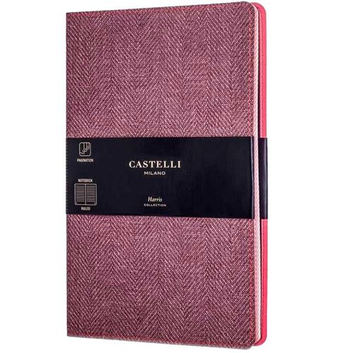 Notebook - Harris Tweed Cover Medium A5, Ruled, Maple Red / QC6D9-387 - Castelli - Modalova