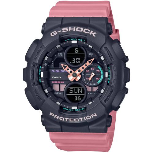 Women's Watch - G-Shock Black and Pink Analog-Digital Dial Strap / GMAS140-4A - Casio - Modalova