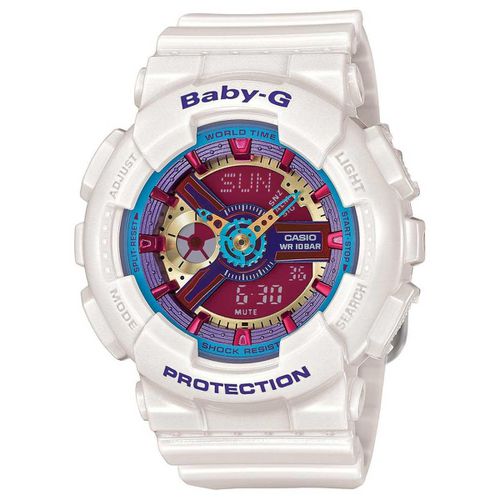 BA112-7A Women's White Resin Strap Quartz Baby-G Red Dial World Time Ana-Digital Watch - Casio - Modalova