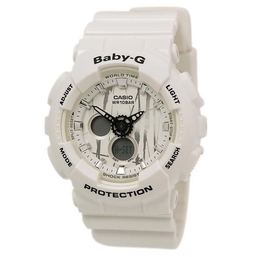 BA120SP-7A Women's White Resin Strap Quartz Baby-G White-Grey Dial World Time Ana-Digi Watch - Casio - Modalova