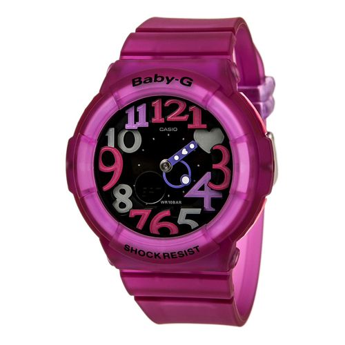 BGA131-4B4 Women's Baby-G World Time Ana-Digi Black Dial Semi-Transparent Pink Resin Strap Chronograph Watch - Casio - Modalova