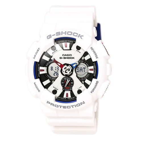 GA120TR-7A Men's G-Shock Alarm White Resin Strap Ana-Digi White & Black Dial Dive Watch - Casio - Modalova