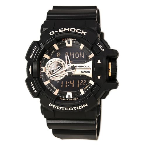 GA400GB-1A4 Men's G-Shock Black Resin Strap Ana-Digi Black & Rose Gold Dial Quartz Dive Watch - Casio - Modalova
